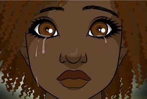Ilustração de uma jovem chorando