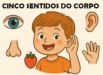 Imagem ilustrativa mostrando os cinco sentidos do corpo humano Imagem ilustrativa mostrando os cinco sentidos do corpo humano