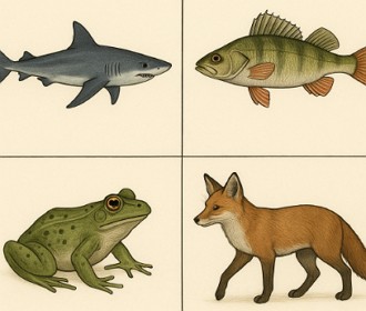 Ilustração didática com exemplos de gnatostomados