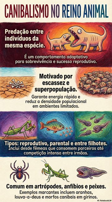 Canibalismo entre animais Infográfico com síntese sobre o canibalismo no reino animal