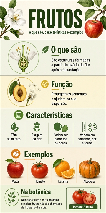 Infogr&aacute;fico de bot&acirc;nica sobre frutos