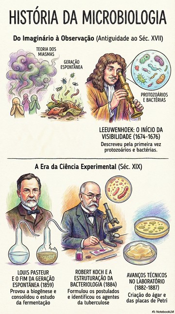 História da Microbiologia Infográfico sobre os principais momentos da história da Microbiologia