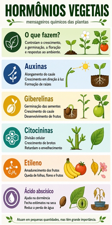 Infográfico sobre os hormônios vegetais Infográfico sobre os hormônios vegetais