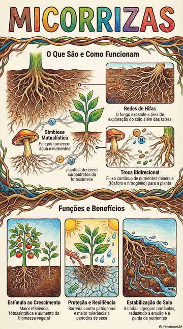 Micorrizas Infográfico com resumo sobre micorrizas
