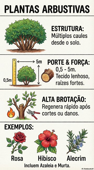Plantas arbustivas Infográfico com resumo sobre as plantas arbustivas