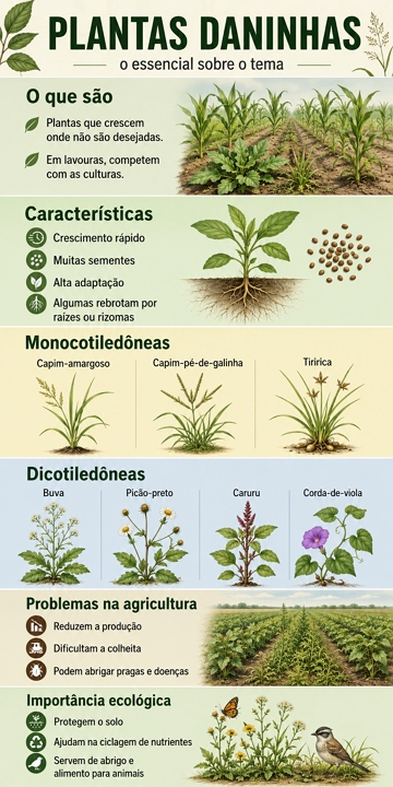 Infogr&aacute;fico com resumo sobre as plantas daninhas