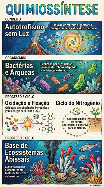 Resumo sobre a quimiossíntese Infográfico com resumo sobre a quimiossíntese