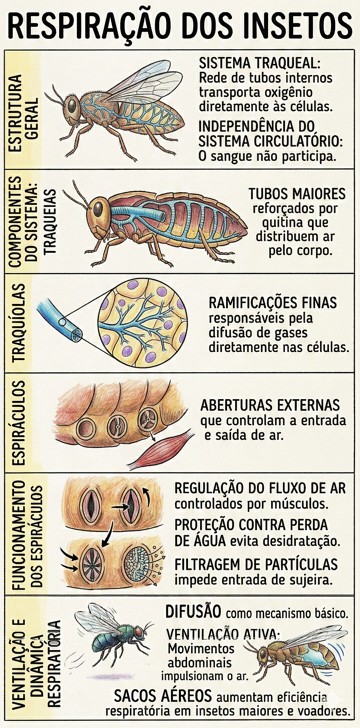 Respiração dos insetos Infográfico sobre a respiração dos insetos