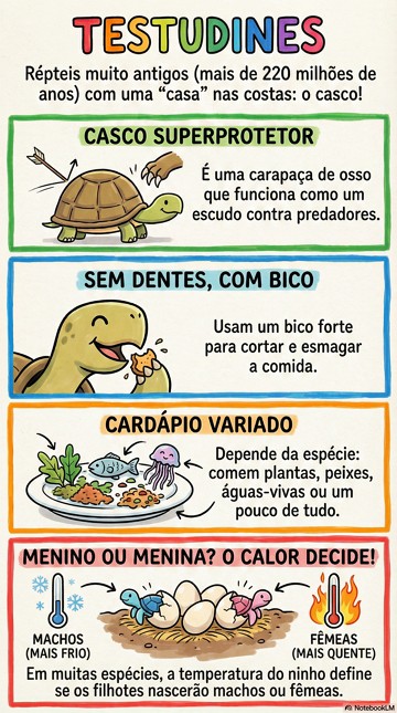 Testudines Infográfico com as características principais dos testudines