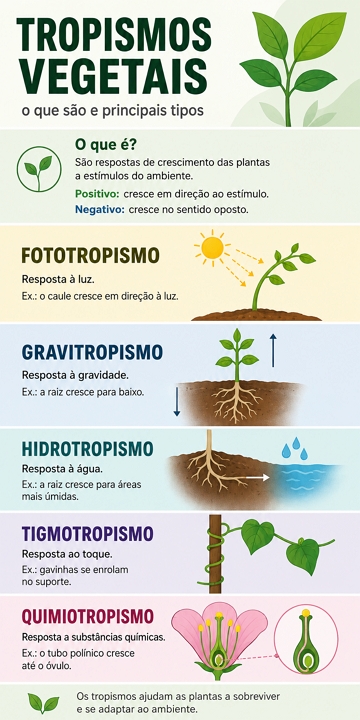 Infogr&aacute;fico sobre Tropismos Vegetais
