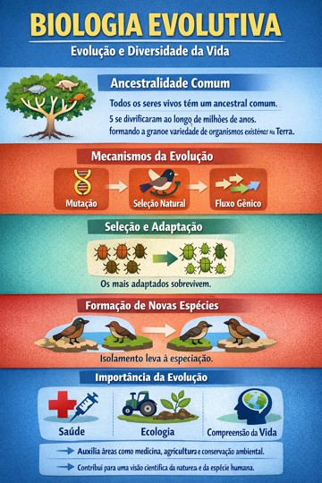 Infográfico com resumo sobre Biologia Evolutiva Infográfico com resumo sobre Biologia Evolutiva