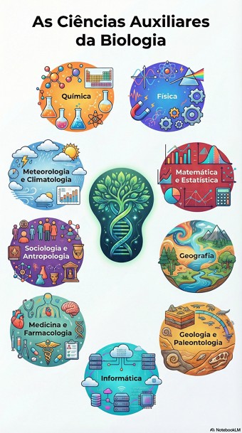 Infográfico sobre as ciências auxiliares da Biologia Infográfico sobre as ciências auxiliares da Biologia