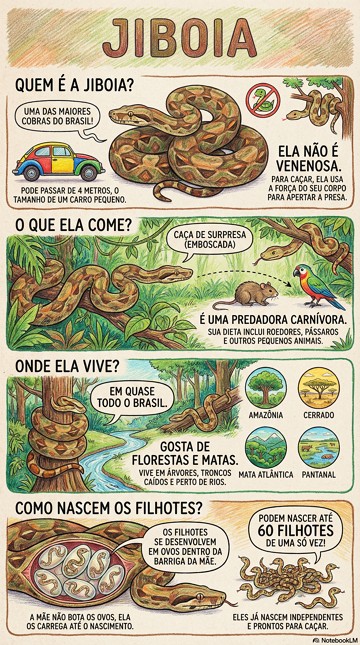 Infogr&aacute;fico com as caracter&iacute;sticas da Jiboia