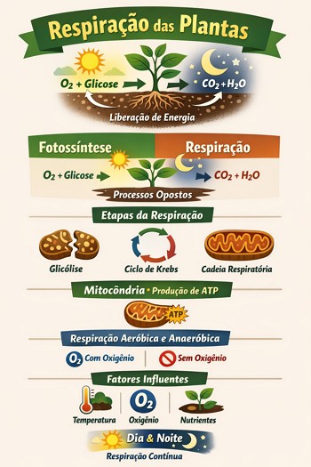 Infogr&aacute;fico sobre a Respira&ccedil;&atilde;o das Plantas